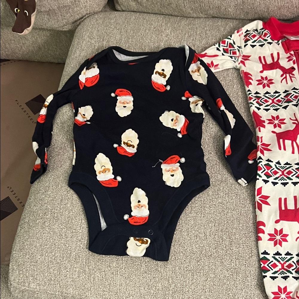 Navy Santa Print Bodysuit for Kids